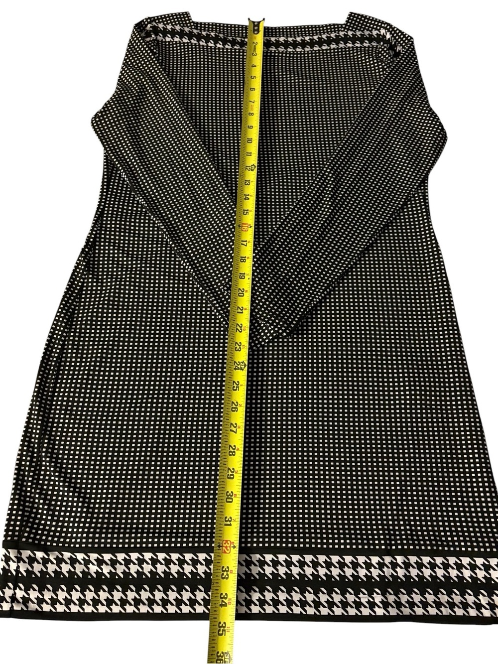 Michael Kors Geometric Micro Check Dress XL NWT Black White Mod Houndstooth - Picture 3 of 8